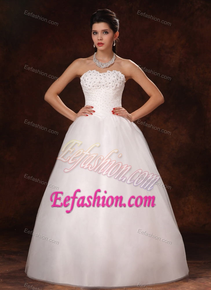 Beaded A-Line Sweetheart Organza New Style 2013 Wedding Dress on Promotion