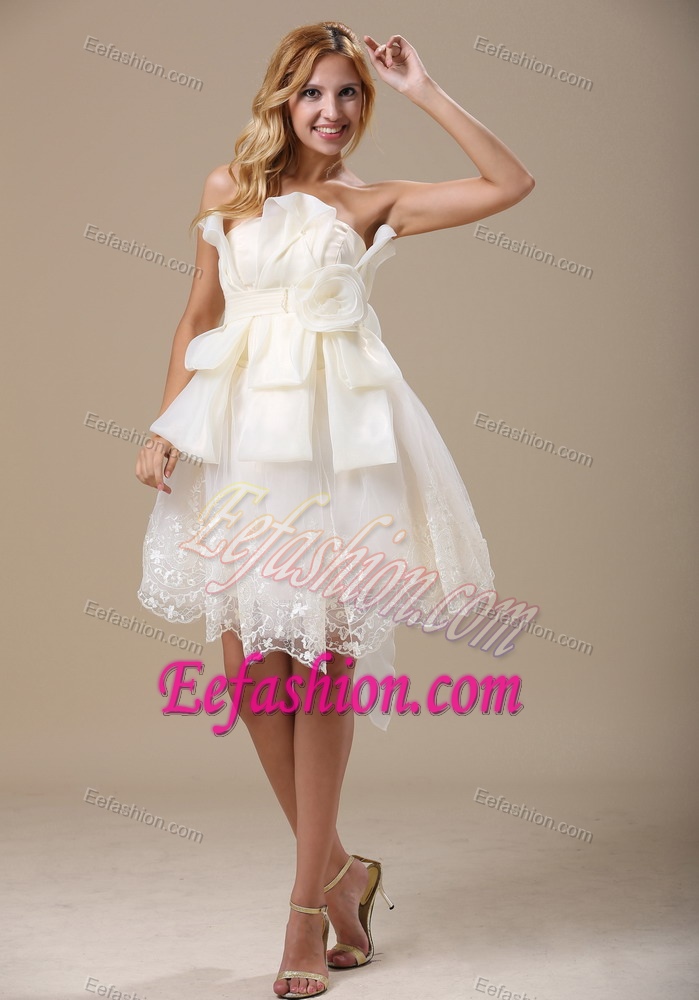Lovely Strapless Beach Wedding Dress with Bow and in 2014