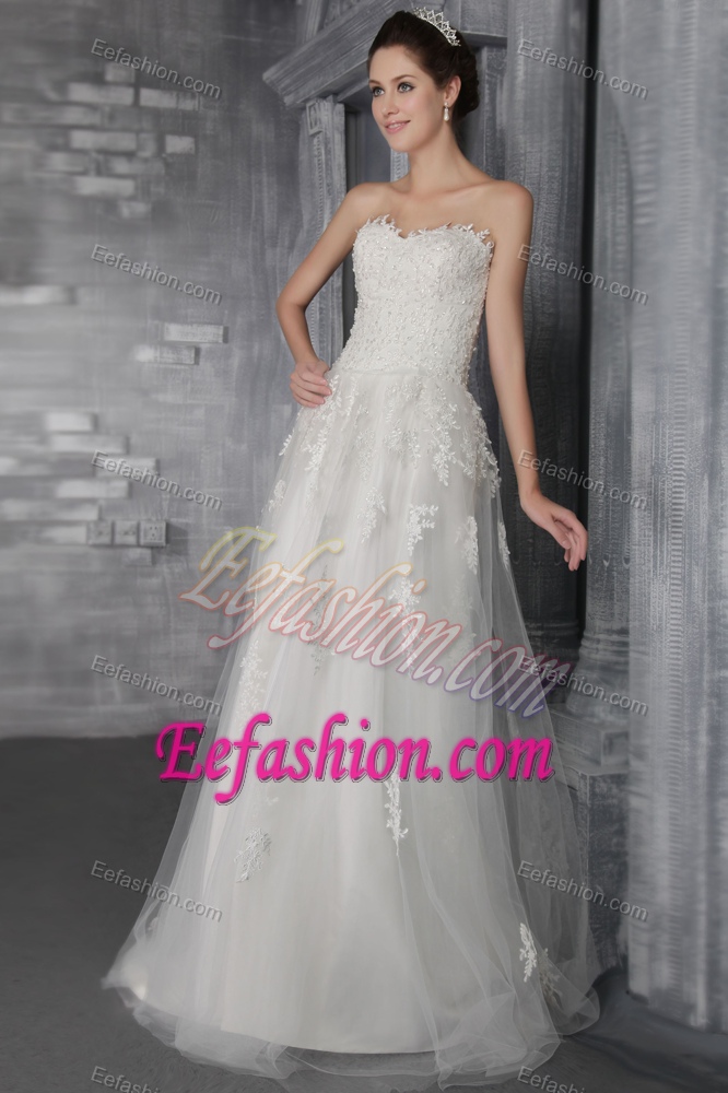 Empire Sweetheart Brush Train Wedding Dresses on Sale and Lace