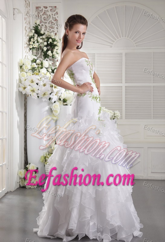 Strapless Long Wedding Dresses in Organza on Promotion