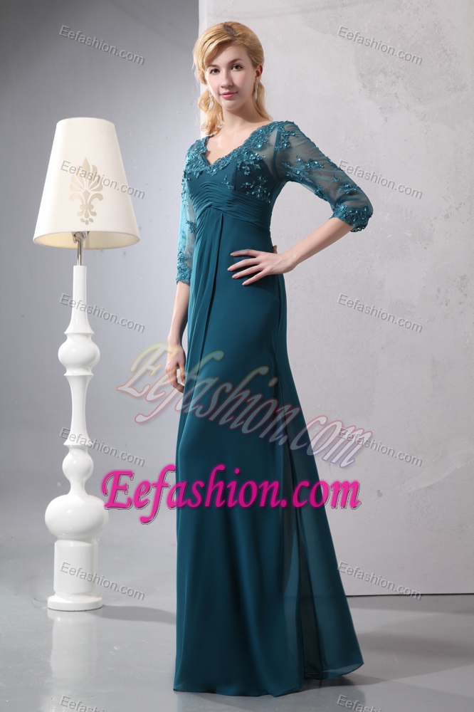 Lovely Turquoise V-neck Lace Wedding Guest Dresses