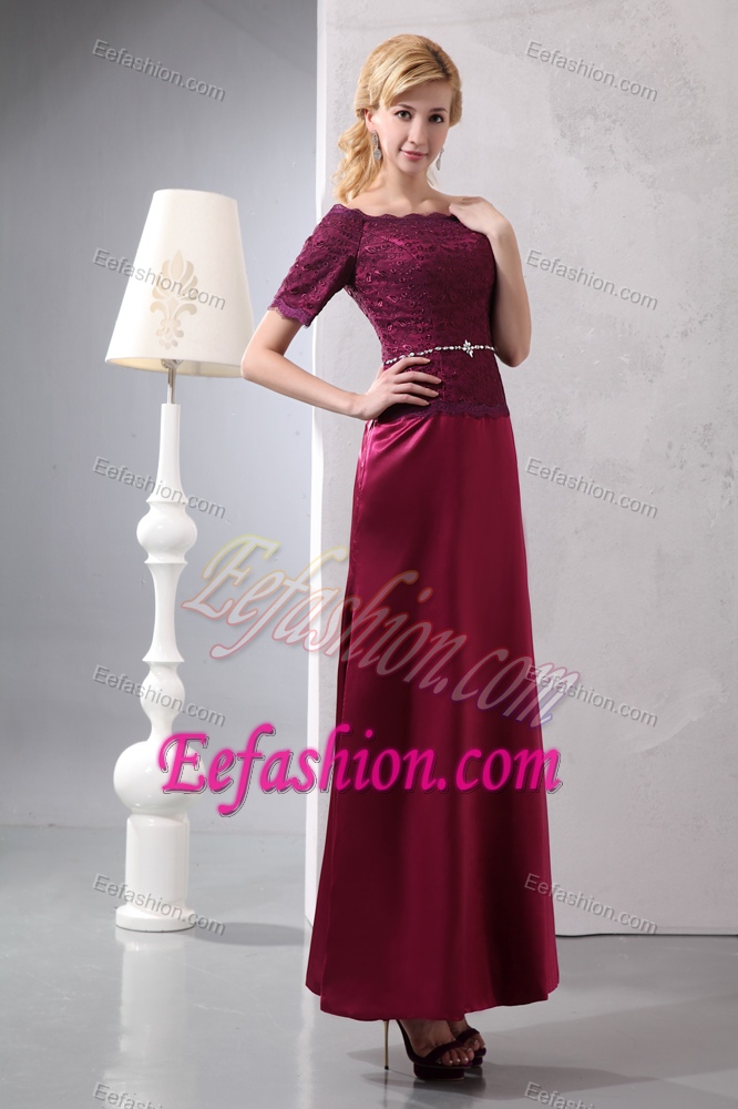 Off The Shoulder Inexpensive Wedding Guest Dress in Burgundy