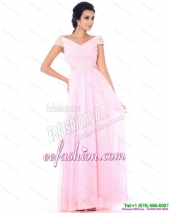 2015 Perfect Off the Shoulder Beading Prom Dress in Baby Pink