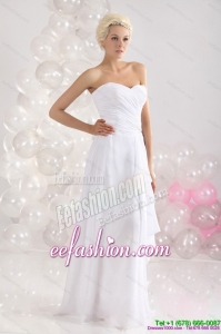 2015 Sexy Ruching Floor Length Prom Dress in White