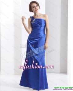 Sexy One Shoulder 2015 Prom Dress with Ruching and Beading