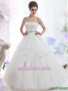 2015 Amazing Strapless Beading Wedding Dress with Brush Train