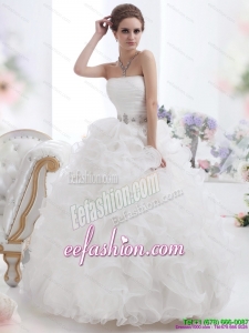 Amazing White Strapless Ruffles and Ruching Wedding Dresses for 2015