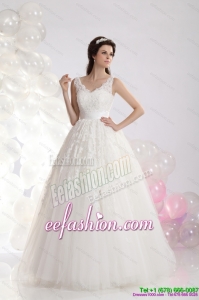 2015 Classical A Line Lace Wedding Dress with Floor length