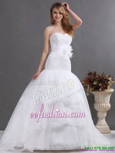 2015 Designer Sweetheart Wedding Dress with Brush Train