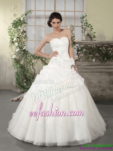 2015 Designer Sweetheart Wedding Dress with Ruching and Appliques