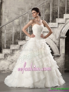 2015 Luxurious Gorgeous Wedding Dress with Beading and Ruffled Layers