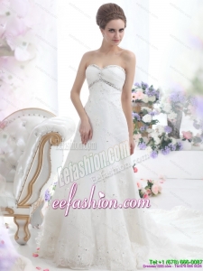 2015 New Style Sweetheart Gorgeous Wedding Dress with Beadings