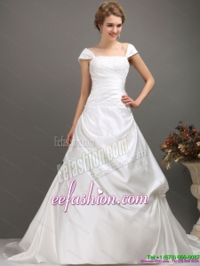 2015 Popular Square Lace Wedding Dress with Floor length