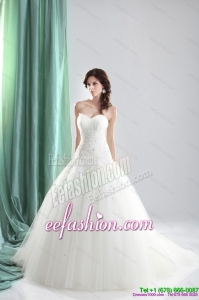 2015 Pretty Sweetheart A Line Wedding Dress with Appliques