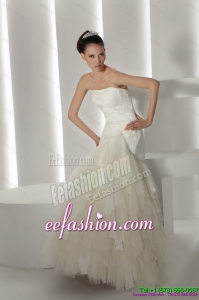 Designer Strapless Ruffles and Appliques White Wedding Dresses for 2015