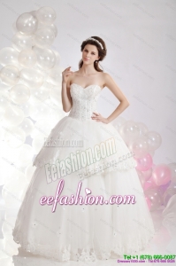 Popular Sweetheart Ruffles and Beading Bridal Gowns in White