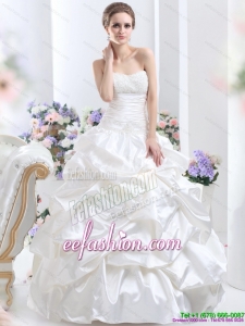 White Brush Train Bridal Gorgeous Dresses with Pick Ups and Sequins