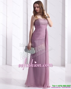 2015 Discount Strapless Ruching Floor Length Prom Dress in Lilac