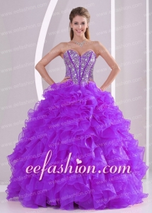 2014 Beautiful Sweetheart Gorgeous Quinceanera Dresses with Ruffles and Beaded Decorate