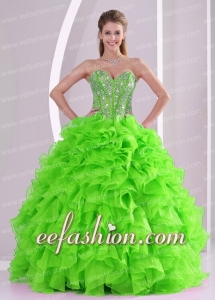 2014 Spring Puffy Sweetheart Beading New Style Quinceanera Dress with Full Length