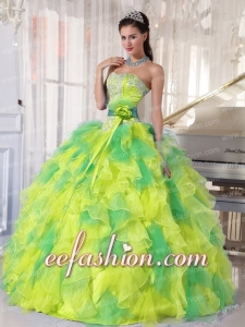 Appliques and Ruffles Floor-length Beautiful Quinceanera Dresses for 2014 Spring