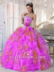 Ball Gown Sweetheart Organza Long Gorgeous Quinceanera Dresses witih Appliques