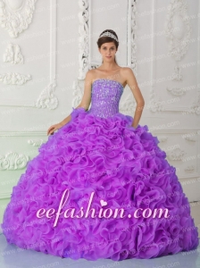 Fuchsia Ball Gown Beautiful Quinceanera Dresses Strapless Organza Beading