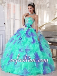 Ruffles and Appliques Floor-length Amazing Quinceanera Dresses with Organza