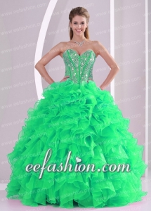 Fashionable Ball Gown Green Sweetheart Sweet 16 Dresses