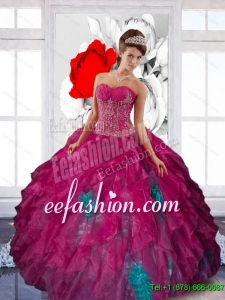 2015 Beautiful Sweetheart Appliques and Ruffles Quinceanera Dresses in Multi Color
