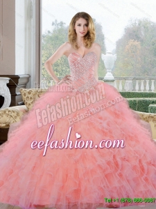 2015 Exquisite Beading and Ruffles Sweetheart Quinceanera Dresses