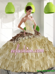 2015 Exquisite Sweetheart Quinceanera Dresses with Beading and Ruffles