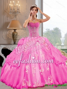 2015 Gorgeous Strapless Ball Gown Quinceanera Dresses with Appliques