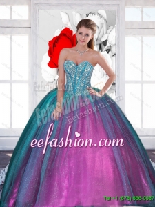 2015 Gorgeous Sweetheart Quinceanera Dresses with Beading