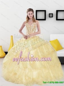 2015 Gorgeous Sweetheart Quinceanera Dresses with Beading and Ruffled Layers