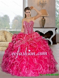 2015 Perfect Sweetheart Ball Gown Quinceanera Dresses with Beading and Ruffles