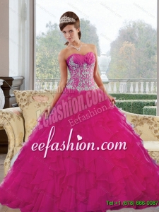 2015 Popular Sweetheart Quinceanera Gown with Appliques and Ruffles