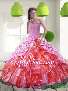 2015 Pretty Pick Ups and Ruffles Sweet 15 Dresses in Multi Color