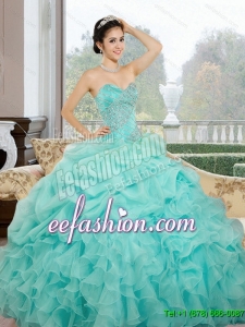 2015 Pretty Sweetheart Quinceanera Dresses with Ruffles and Pick Ups