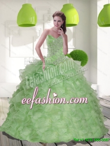 2016 Beautiful Sweetheart Quinceanera Dress with Beading and Ruffles
