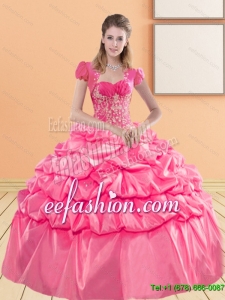 Beautiful Sweetheart 2015 Quinceanera Dresses with Appliques and Pick Ups