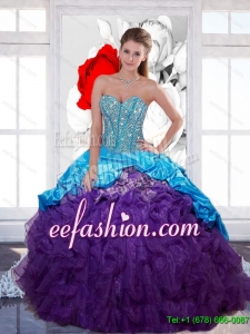 Beautiful Sweetheart Beading and Ruffled Layers Quinceanera Gown for 2015 Spring