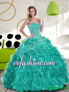Beautiful Sweetheart Beading and Ruffles Quinceanera Dress for 2015