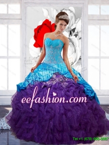 Beautiful Sweetheart Ruffles Quinceanera Dresses with Appliques and Pick Ups