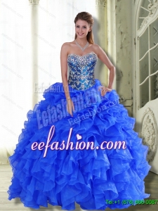Custom Made Strapless 2015 Quinceanera Dresses with Beading and Ruffles