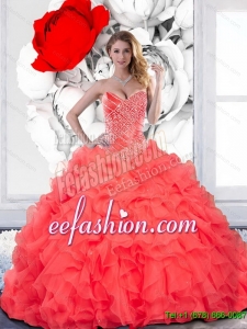 Discount Beading and Ruffles Sweetheart Quinceanera Dress for 2015
