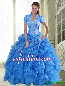 Exclusive Appliques and Ruffles Sweetheart Quinceanera Dresses for 2015