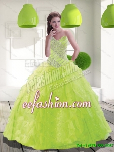 Exquisite Sweetheart Beading Quinceanera Dress in Spring Green