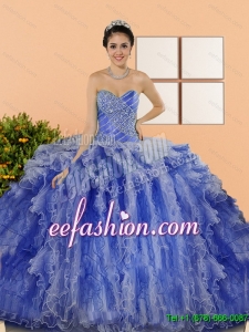Fashion Made Beading and Ruffles Quinceanera Gowns in Multi Color