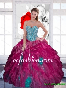 Gorgeous Sweetheart Beading Ball Gown 2015 Quinceanera Dress with Ruffles